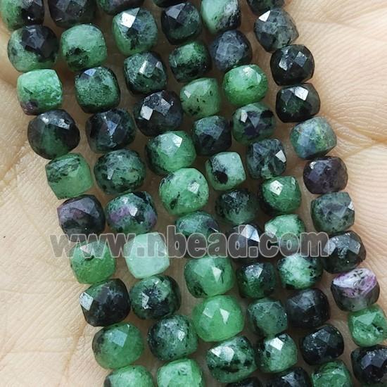 Ruby Zoisite Beads, faceted cube