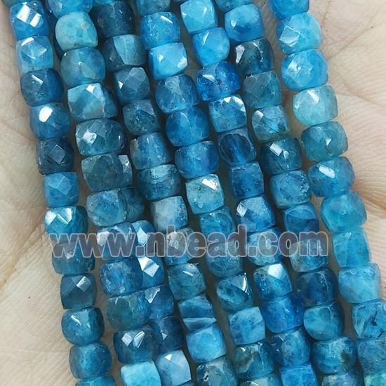 blue Apatite Beads, faceted cube