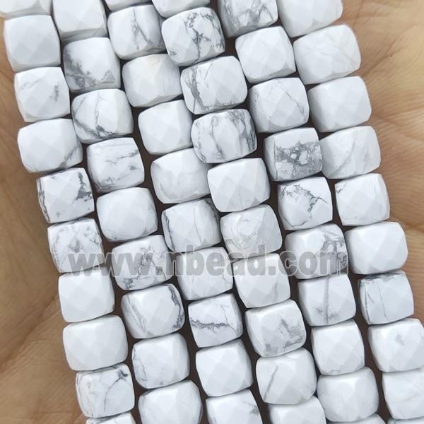 white Howlite Turquoise Beads, faceted cube