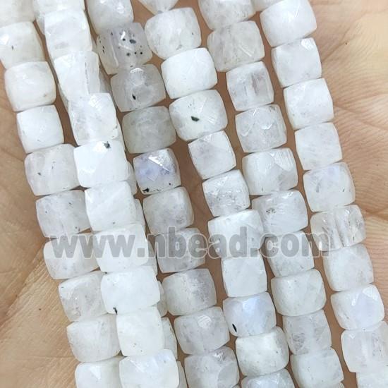 white Moonstone Beads, faceted cube