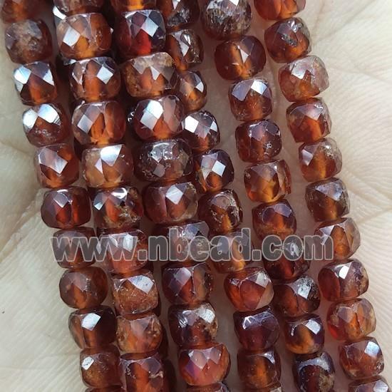 orange Garnet Beads, faceted cube