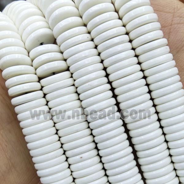 White Oxidative Agate Heishi Spacer Beads