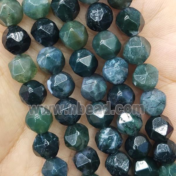 Green Moss Agate Beads Cut Round