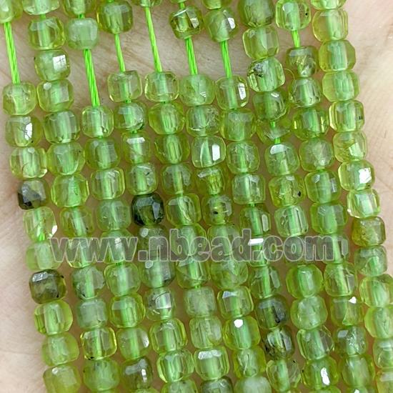 Green Peridot Cube Beads