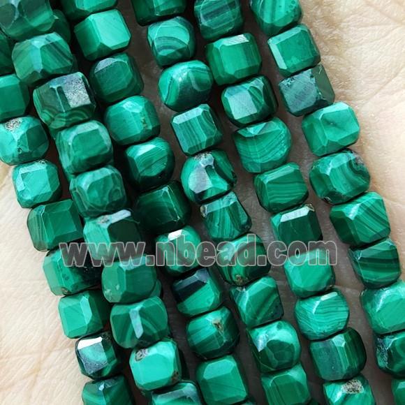 Natural Malachite Beads Green Faceted Cube