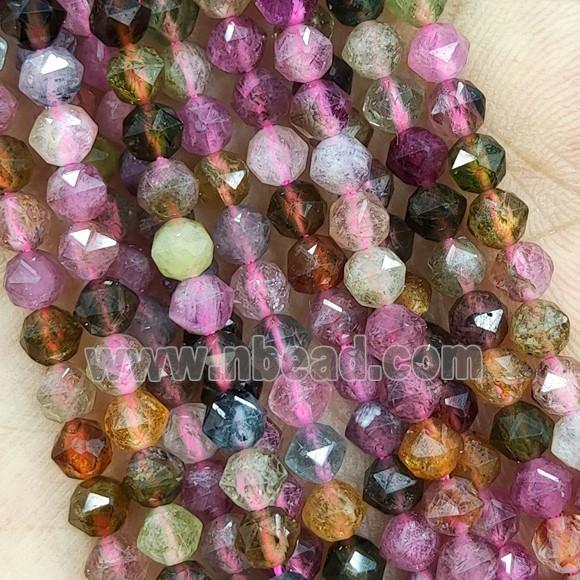 Multicolor Tourmaline Beads Faceted Round