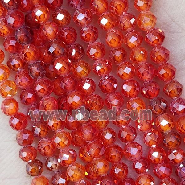 Orange Cubic Zircon Beads Faceted Round