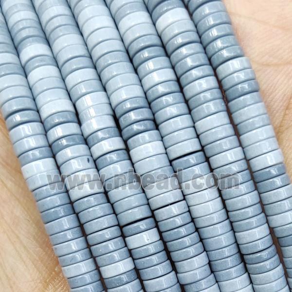GrayBlue Oxidative Agate Heishi Spacer Beads