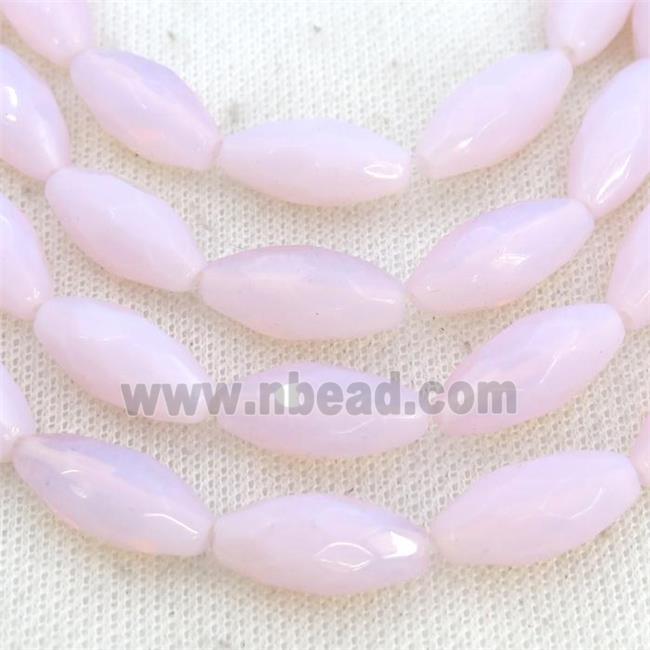 Pink Opalite Beads Faceted Rice