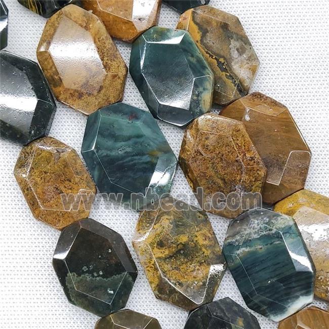 Ocean Agate Beads Faceted Slice