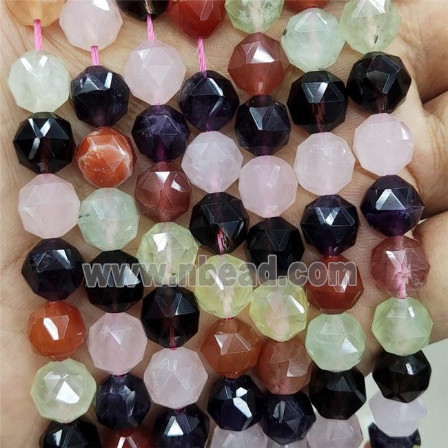 Mix Gemstone Beads Diamond Cut Round