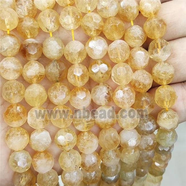 Natural Citrine Beads Faceted Round Yellow