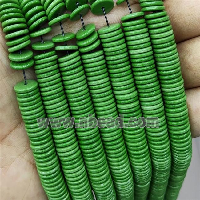 Oxidative Agate Heishi Spacer Beads Green