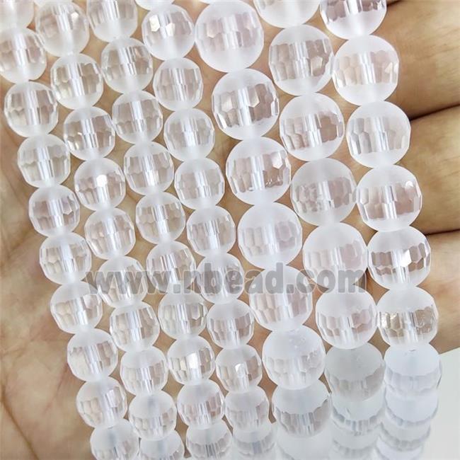 Clear Quartz Beads Round Faceted Matte