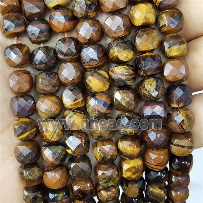 Natural Tiger Eye Stone Beads Faceted Cube