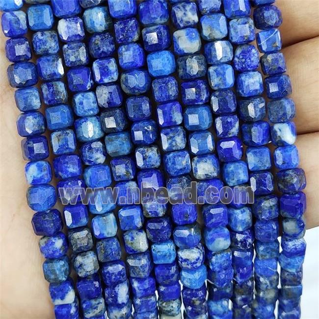 Natural Lapis Lazuli Beads Faceted Cube