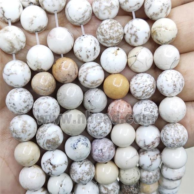 White Magnesite Turquoise Beads Smooth Round