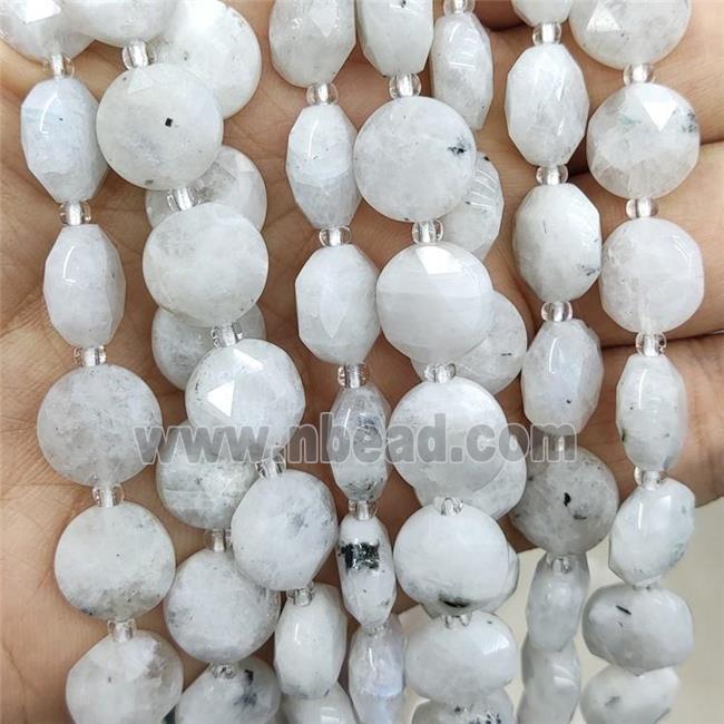 Natural White Moonstone Beads Faceted Circle