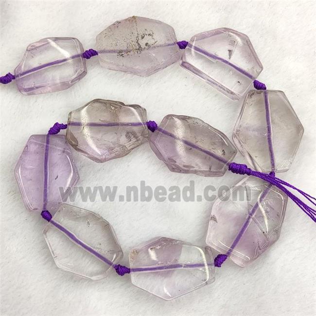 Natural Amethyst Slice Beads Ltpurple Freeform