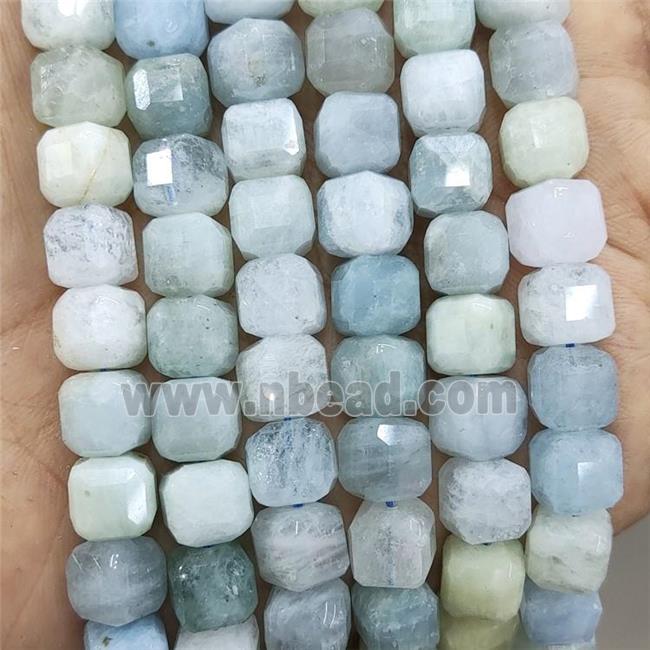 Natural Blue Aquamarine Beads Faceted Cube