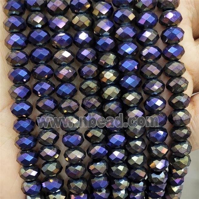 Natural Black Onyx Agate Beads Faceted Rondelle Electroplated