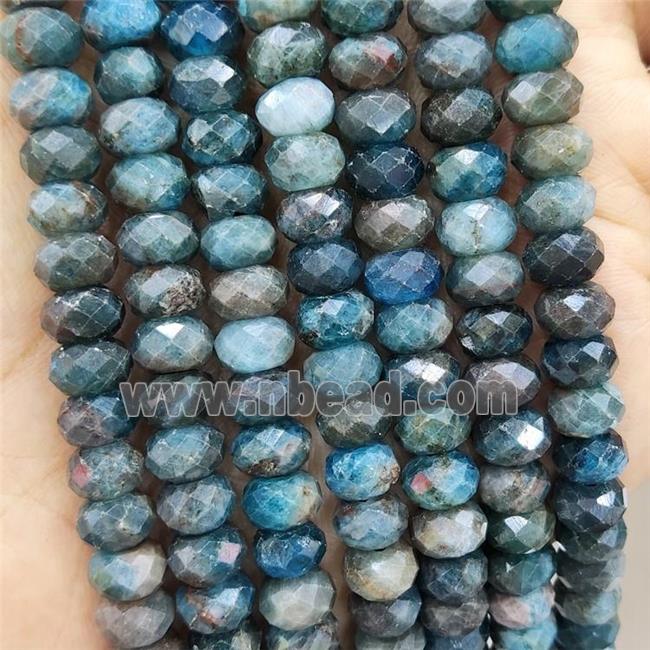 Natural Apatite Beads Blue Faceted Rondelle