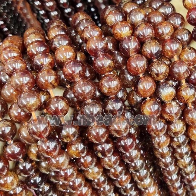 Natural Orange Garnet Beads B-Grade Smooth Round