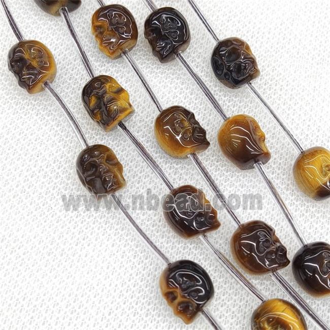 Natural Tiger Eye Stone Skull Beads Carved