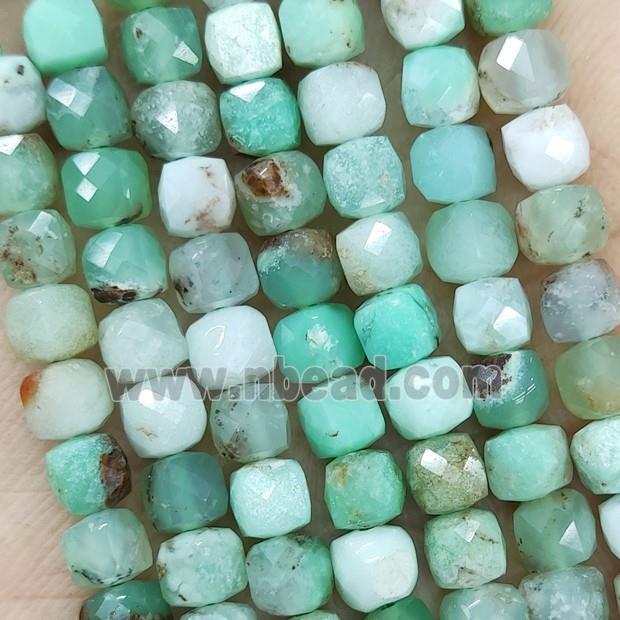 Natural Australian Chrysoprase Beads Green Faceted Cube