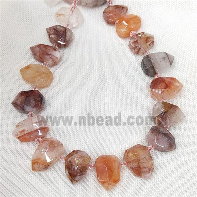 Natural Red Hematoid Bullet Beads Flat Topdrilled