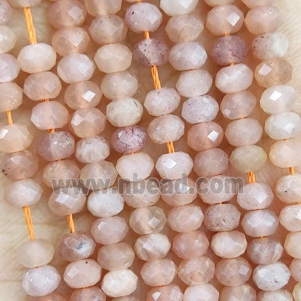 Natural Peach Moonstone Beads Faceted Rondelle