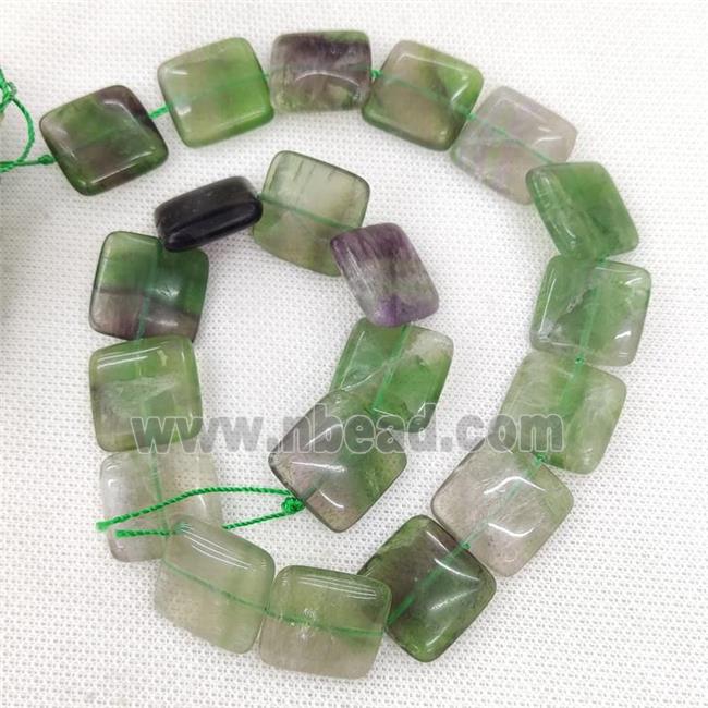 Natural Fluorite Beads Square Multicolor