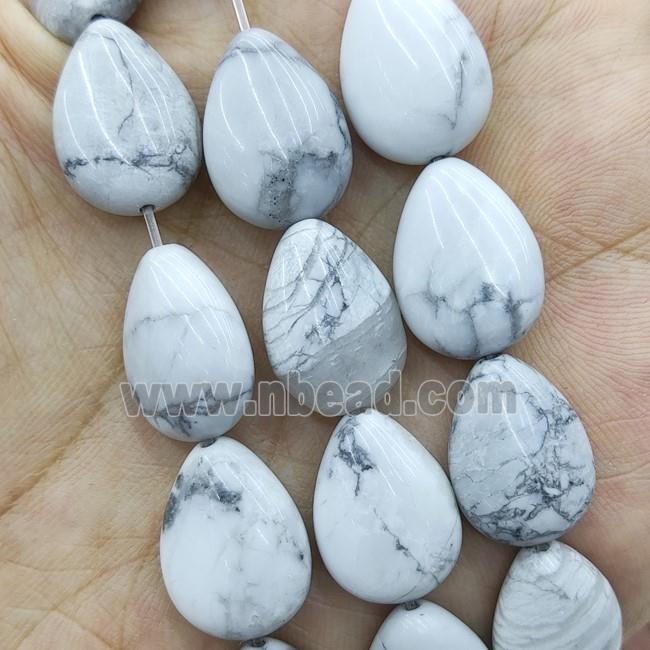 White Howlite Turquoise Teardrop Beads