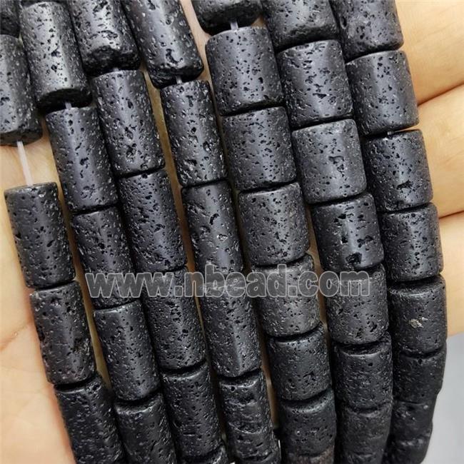 Black Lave Stone Tube Beads