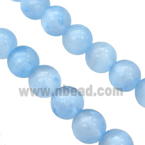 Blue Selenite Beads Smooth Round Dye