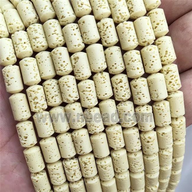 Rock Lava Column Beads Yellow Dye