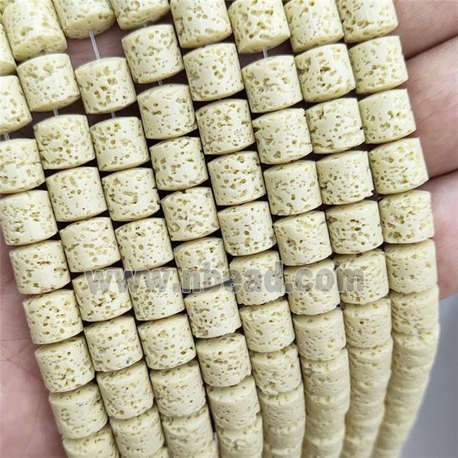 Rock Lava Column Beads Yellow Dye