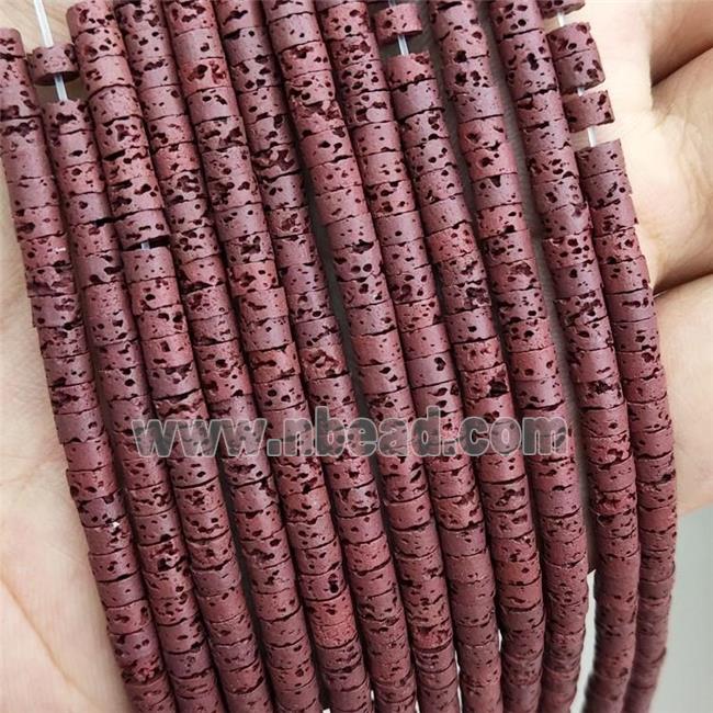 Rock Lava Heishi Beads Maroon Red Dye