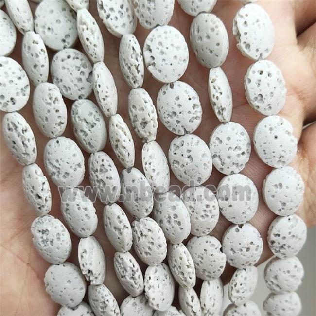 Rock Lava Oval Beads Cream White Dye