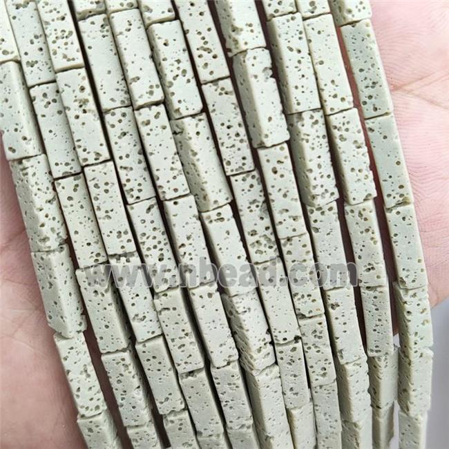 Rock Lava Tube Beads Mint Green Dye