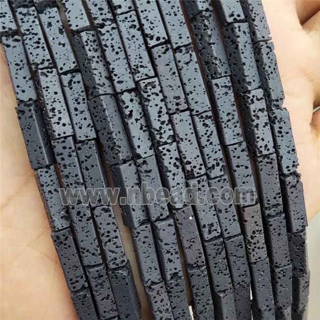 Rock Lava Tube Beads Black