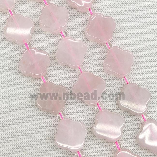 Natural Pink Rose Quartz Clover Beads