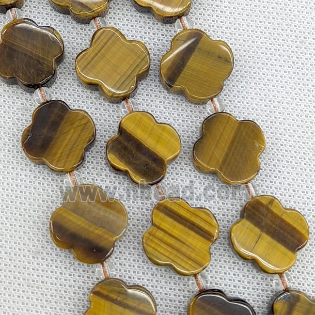 Natural Tiger Eye Stone Clover Beads