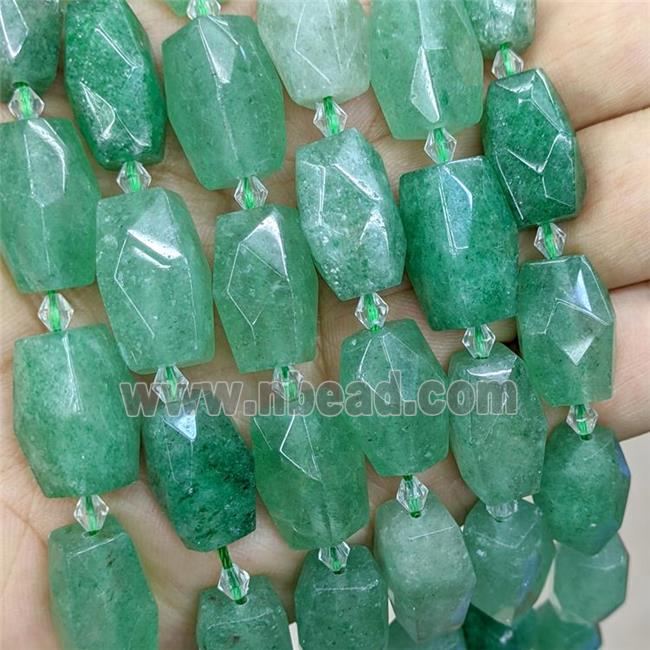 Natural Green Strawberry Quartz Beads Faceted Cuboid