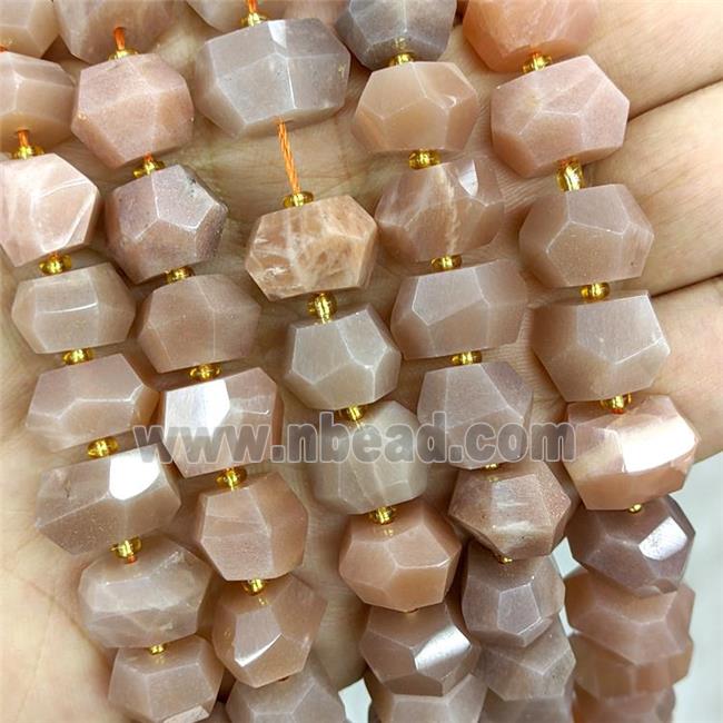 Natural Peach Moonstone Beads Faceted Rondelle