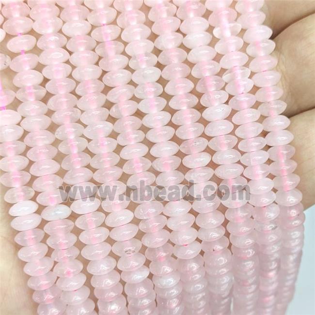 Natural Pink Rose Quartz Beads Smooth Rondelle
