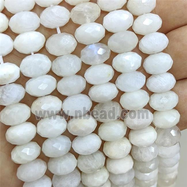 Natural White Moonstone Beads Faceted Rondelle