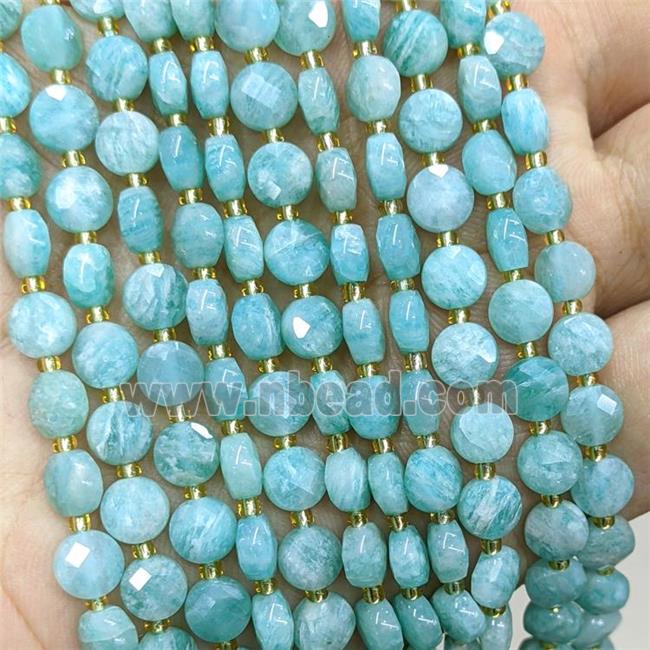 Natural Green Amazonite Beads Faceted Coin