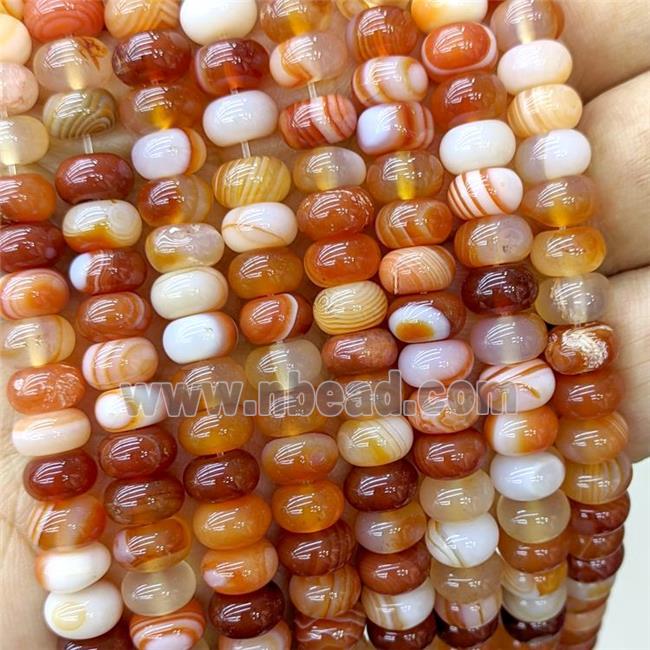 Natural Stripe Agate Beads Banded Smooth Rondelle Red Dye