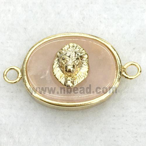 peach sunstone oval connector with lionhead